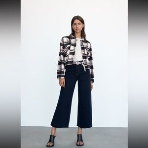 Zara | cropped plaid jacket | S